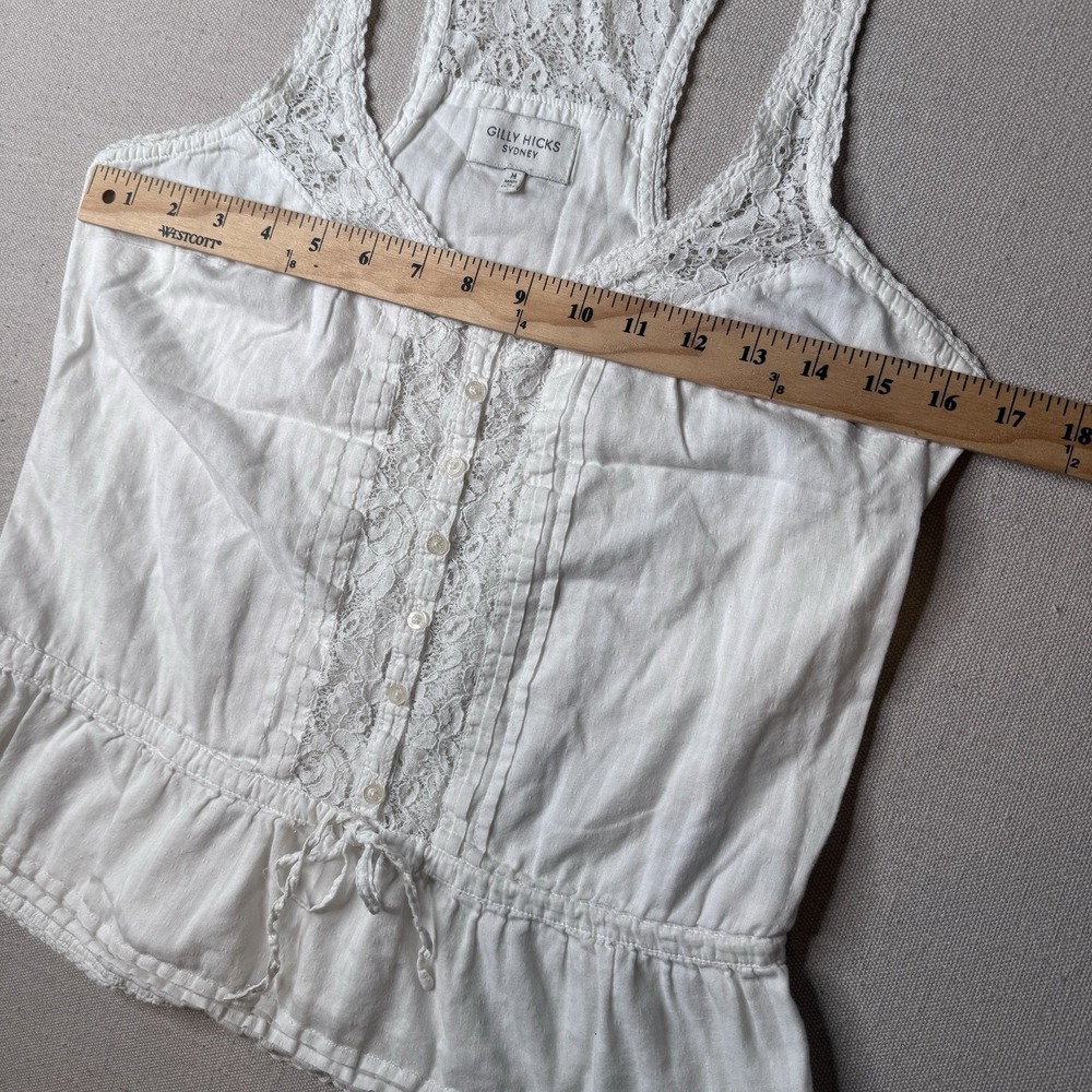 Gilly Hicks Peplum Top Medium Fairy Boho Cottage Lace Sleeveless 100% Cotton - Picture 5 of 8